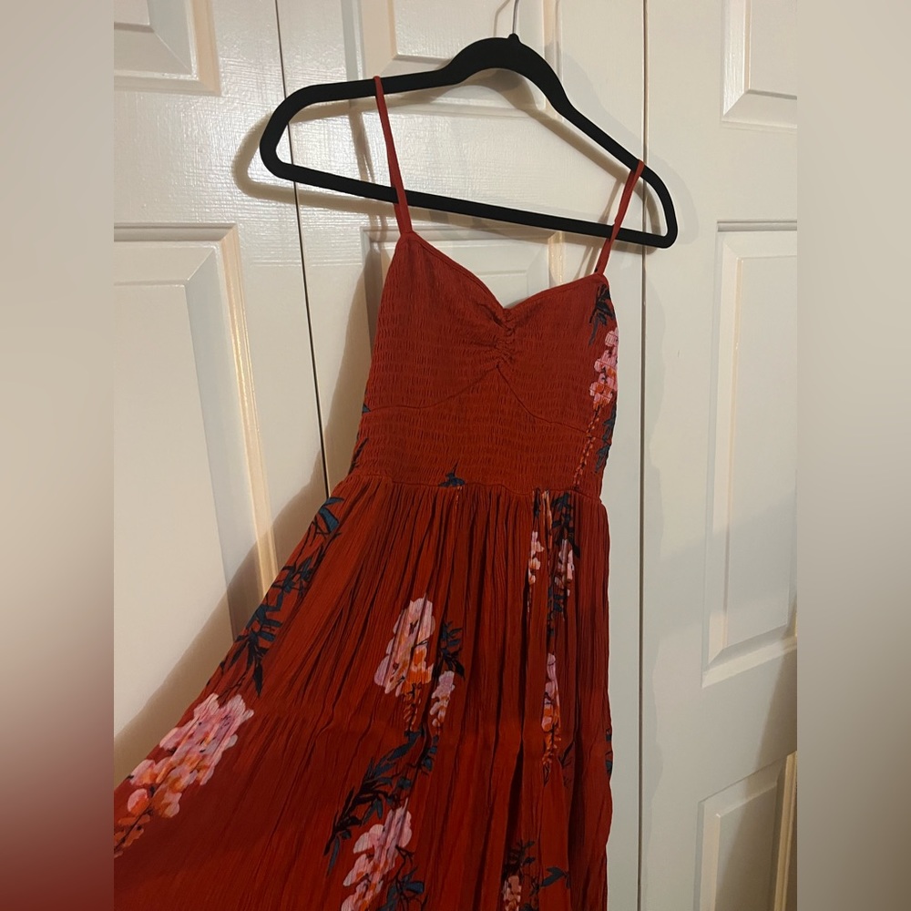 Free People Red Floral Spaghetti Strap Maxi Dress - Picture 6 of 7